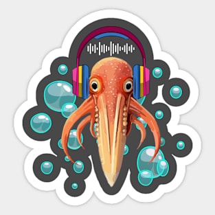 Ocean Squid Music Sticker